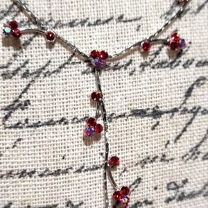 *3/$30 Sale* Cookie Lee Red Heart Vine Necklace With Matching Earrings Set